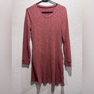 Textured Pink Knit Fabric Dress